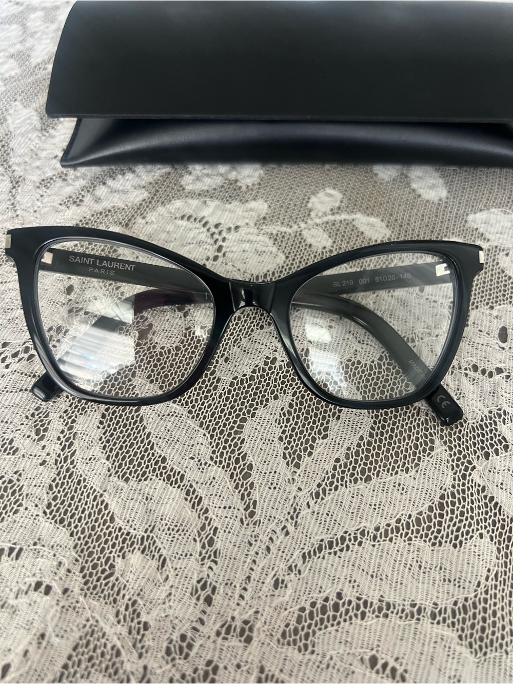 Saint Laurent Black Oversized Cat-Eye Optical Glasses